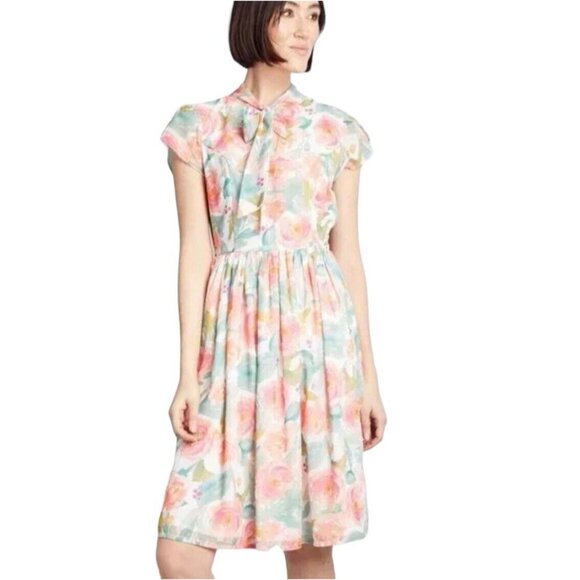 Modcloth Dresses & Skirts - Modcloth Prim With Pizzazz Chiffon Midi Dress Size Small Side Zip With Pockets